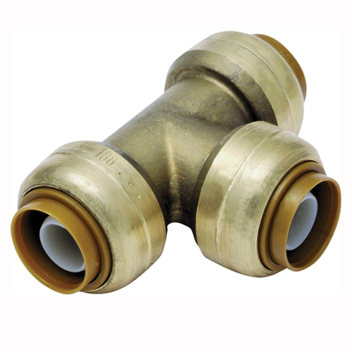 SharkBite U370LFA Pipe Tee, 3/4 in, Push-Fit, DZR Brass, 200 psi Pressure