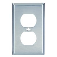 WALL PLATE 1-G DUPLX RECEPT S/S