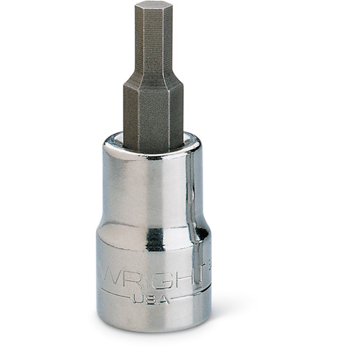 WRIGHT 3208 Hex Bit Socket, 1/4 in Tip, 3/8 in Drive, Chrome/Oxide, 1-7/8 in OAL