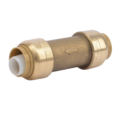 SharkBite U2008-0000LFA Check Valve, 1/2 in, Push-Fit, 200 psi Pressure, Brass Body