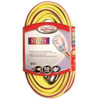 Coleman Cable 025480022 50-Foot 12/3 Neon Outdoor Extension Cord, Yellow/Purple