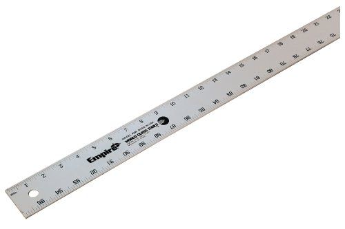 Empire 4008 Straight Edge Ruler, 1/8, 1/16 in Graduation, Aluminum, 2 in W