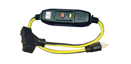 VOLTEC 04-00105 GFCI Adapter, 12/3 AWG Cable, 2 ft L, 15 A, Black/Yellow