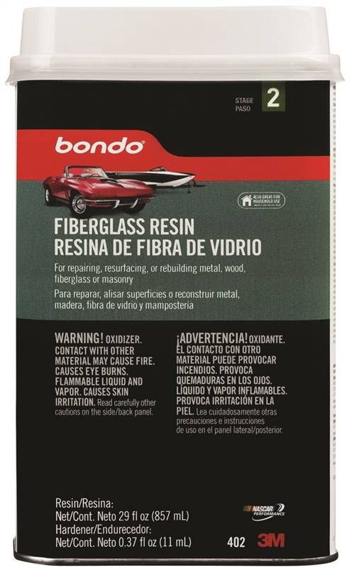 Bondo 402 Fiberglass Repair Resin, 0.9 qt Can, Liquid, Pungent Organic