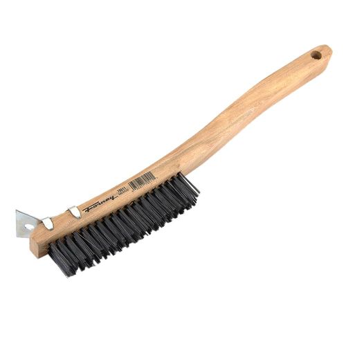 Forney Scratch Brush with Scraper, Carbon, 3 x 19 Rows