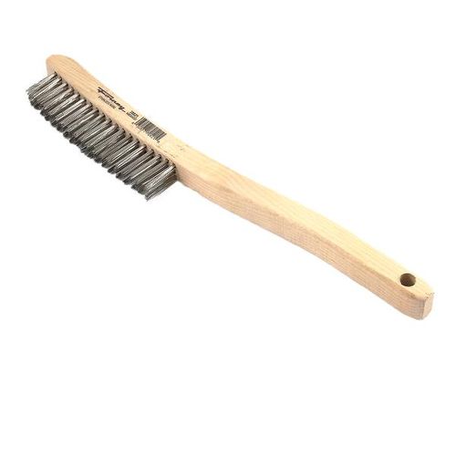 Forney Scratch Brush with Long Handle, Stainless, 3 x 19 Rows