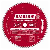 Diablo D0770F Circular Saw Blade, 7-1/4 in Dia, 5/8 in Arbor, 70-Teeth, Carbide Cutting Edge