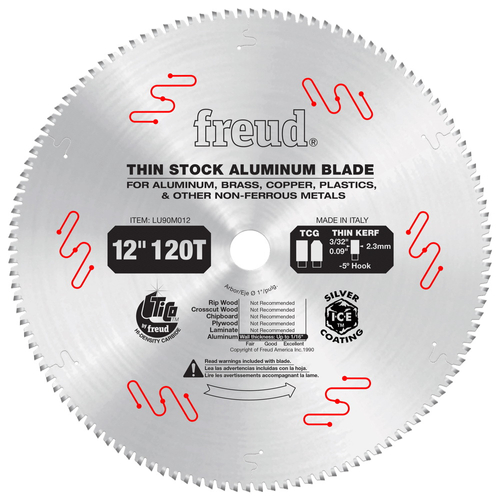 Freud LU90M012 Circular Saw Blade, 12 in Dia, 1 in Arbor, 120-Teeth, Carbide Cutting Edge