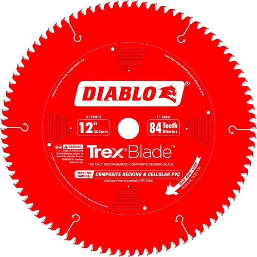 Diablo D1284CD Circular Saw Blade, 12 in Dia, 1 in Arbor, 84-Teeth, Carbide Cutting Edge