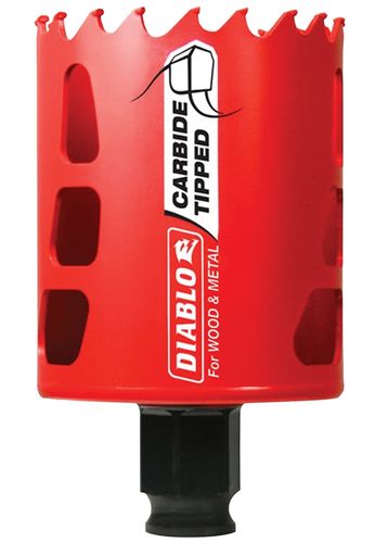 Diablo DHS2250CT GP Hole Saw, 2-1/4 in Dia, 2-3/8 in D Cutting, 3/8 in Arbor, Carbide Cutting Edge