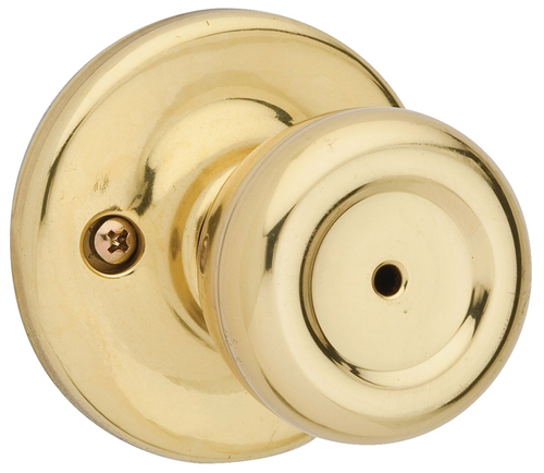 Kwikset 300T3CP Privacy Lockset, Polished Brass, For: Bedroom, Bathroom Doors