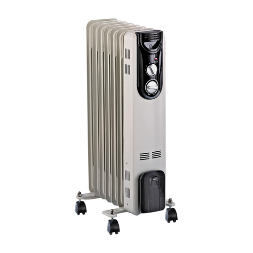 PowerZone DF-150P9-7 Oil Filled Heater, 12.5 A, 120 V, 600/900/1500 W, 1500 W Heating, White