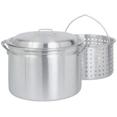 Bayou Classic 4034 Fryer and Steamer Stock Pot with Basket, 34 qt Capacity, Aluminum