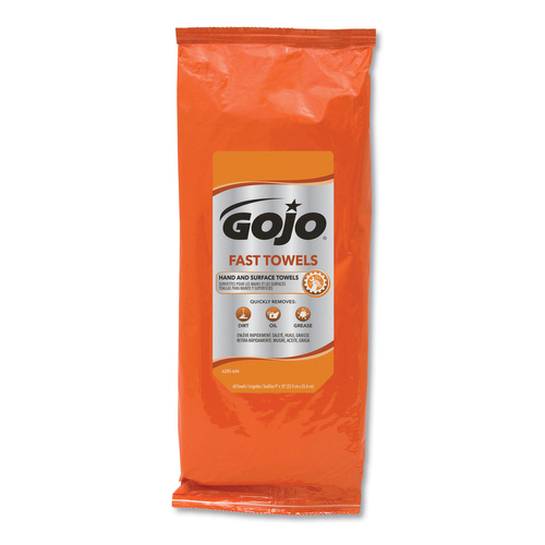 GOJO 6285-06 Hand Cleaning Wipes, 9 in L, 10 in W, 2 ply-Ply