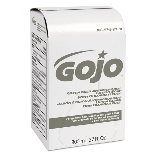 GOJO 9212-12 Antimicrobial Lotion Soap with Chloroxylenol, Liquid, Floral, 800 mL