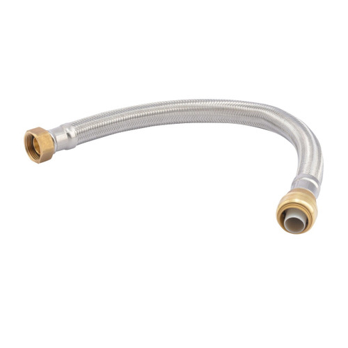 SharkBite U3088FLEX18LF Braided Flexible Water Heater Connector, 3/4 in, FIP, Stainless Steel, 18 in