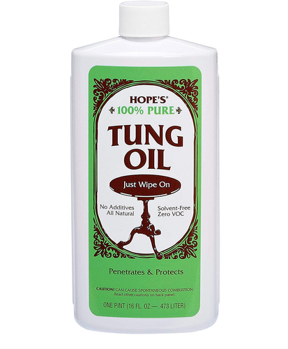 HOPE'S 02001 Pure Tung Oil, Low-Gloss, Clear, 1 pt, Bottle