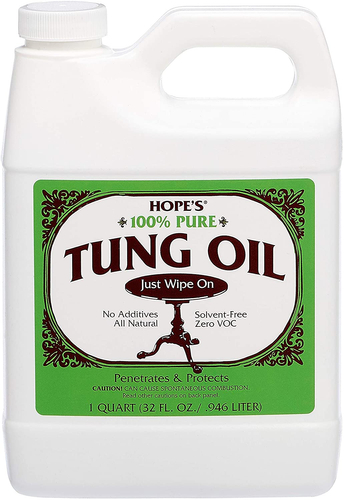 HOPE'S 02002 Pure Tung Oil, Low-Gloss, Clear, 1 qt