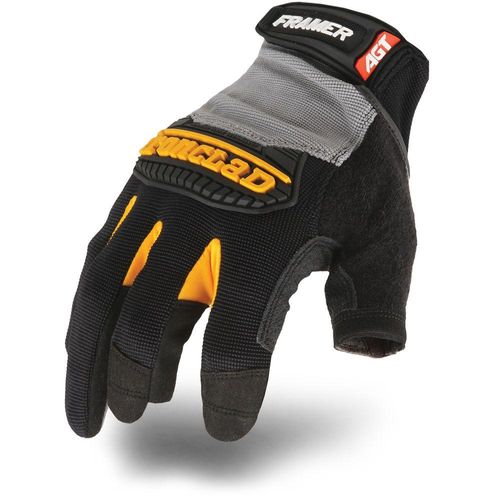 Ironclad Framer FUG-05-XL Fingerless Leather Palm Gloves, Men's, XL, Wing Thumb, Hook and Loop Cuff,