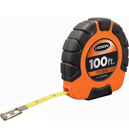 KESON ST-3X Series ST18M1003X Long Tape Measure, 100 ft L x 3/8 in W, Lacquer-Coated Steel Blade