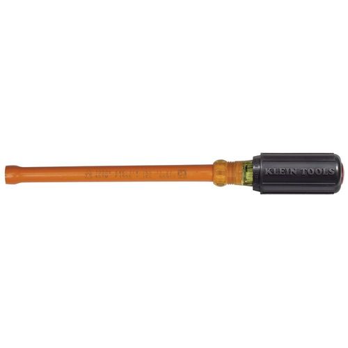 Klein 646-1/4-INS Insulated Nut Driver, 1/4 in Drive, 9-3/4 in OAL, Cushion Grip Handle, 6 in Shank