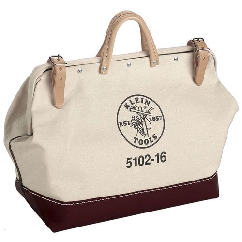 Klein 5102-16 Tool Bag, 16 in W, 6 in D, 14 in H, Canvas, Natural