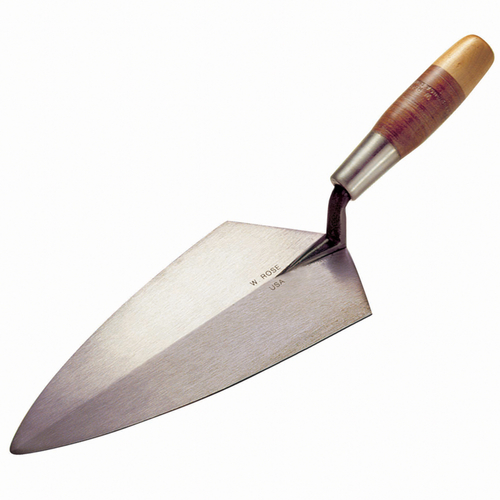 KRAFT TOOL RO310-11 1/2 Brick Trowel, 11-1/2 in L Blade, Carbon Steel Blade, Leather Handle