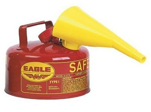 EAGLE UI-10-FS Safety Can, 1 gal Capacity, Steel, Red, Galvanized