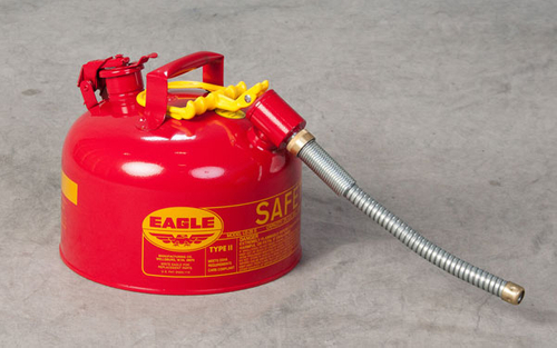 EAGLE U226S Gas Can, 2.5 gal Capacity, Galvanized Steel, Red