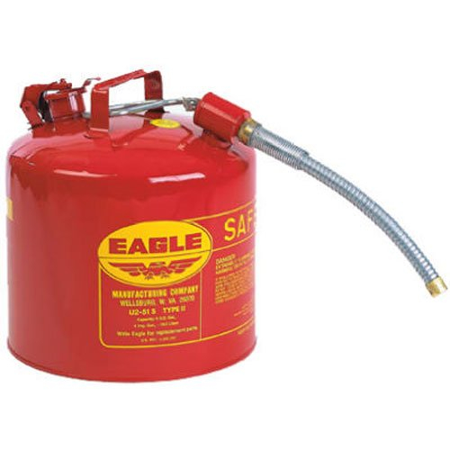 EAGLE U251S Gas Can, 5 gal Capacity, Galvanized Steel, Red