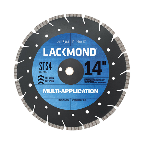 LACKMOND STS-4 STS4141251 Saw Blade, 14 in Dia, 1 in, 20 mm Arbor, Diamond Cutting Edge