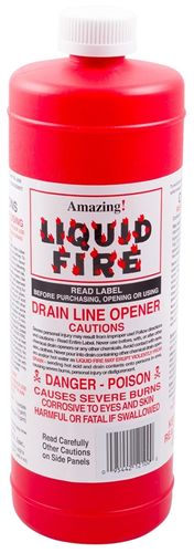 Liquid Fire LF-Q-12 Drain Opener, Liquid, Dark Amber, Slight Pungent, 32 oz Bottle