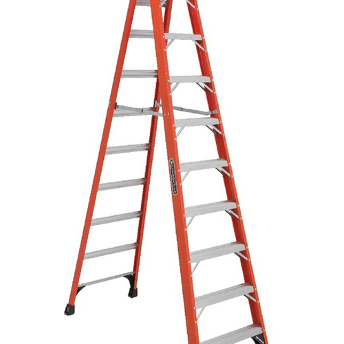 Louisville FS1400HD Series FS1410HD Step Ladder, 10 ft H, Type IAA Duty Rating, Fiberglass, 375 lb