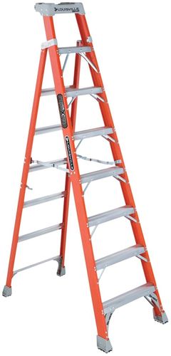 Louisville FXS1508 Cross Step Ladder, 8 ft H, Type IA Duty Rating, Fiberglass, 300 lb