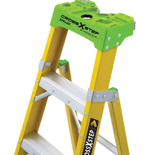 Louisville FXS1400HD Series FXS1404HD Step Ladder, 4 ft H, Type IAA Duty Rating, Fiberglass, 375 lb
