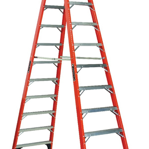 Louisville FM1400HD Series FM1412HD Step Ladder, 12 ft H, Type IAA Duty Rating, Fiberglass, 375 lb