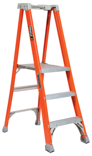 Louisville FXP1703 Platform Ladder, 34 in Max Standing H, 300 lb, Type IA, 3-Rung, Fiberglass