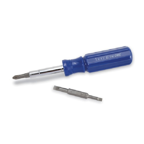 LUTZ TOOL 26001 Screwdriver, 1/4, 3/16, #1, #2, 5/16 in Drive, Nut Driver, Phillips, Slotted Drive