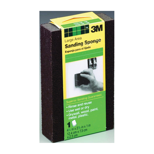 3M DSFM-F-ESF-10 Sanding Sponge, 4-7/8 in L, 2-7/8 in W, Fine, Medium, Aluminum Oxide Abrasive