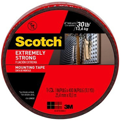 Scotch 414-LONG-DC Extreme Mounting Tape, 400 in L, 1 in W, Black