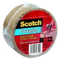 Scotch 3850T/3501T Packaging Tape, 54.6 yd L, 1.88 in W, Polypropylene Backing, Tan