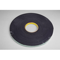 3M 4056 Foam Tape, 36 yd L, 1/2 in W, Polyurethane Foam Backing, Black