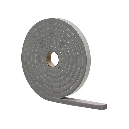 M-D 02279 Foam Tape, 1/2 in W, 17 ft L, 1/4 in Thick, PVC, Gray