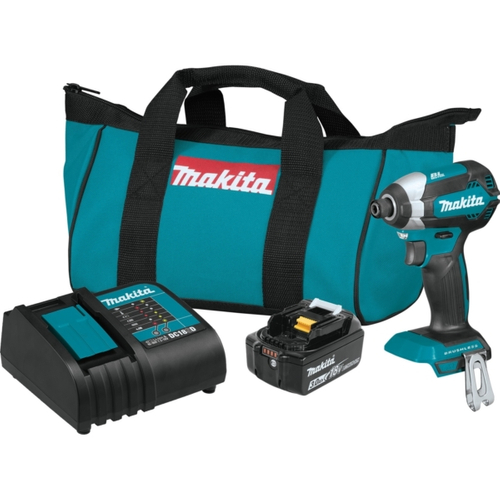 Makita XDT131 Impact Driver Kit, Battery Included, 18 V, 3 Ah, 1/4 in Drive, Hex Drive