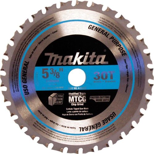 Makita A-95037 Circular Saw Blade, 5-3/8 in Dia, 5/8 in Arbor, 30-Teeth, Carbide Cutting Edge