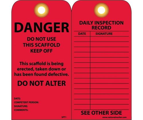 SCAFFOLD TAG Paper RED DANGER