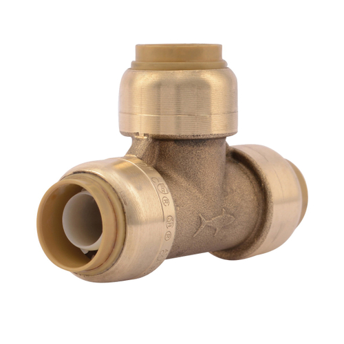 SharkBite U362LFA Pipe Tee, 1/2 in, Push-Fit, DZR Brass, 200 psi Pressure