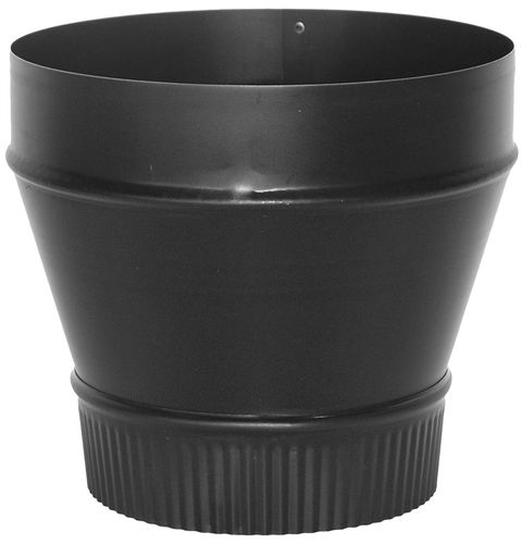 Imperial BM0079 Stove Pipe Reducer, 8 x 6 in, Crimp, 24 ga Thick Wall, Black, Matte