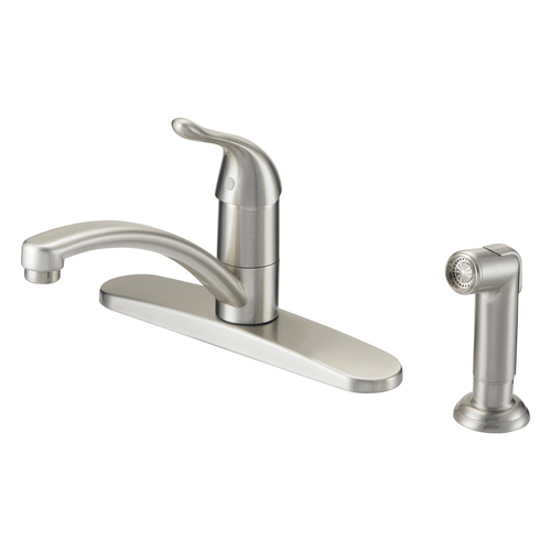 Boston Harbor 67534-1004 Kitchen Faucet, 1.8 gpm, 1-Faucet Handle, 4-Faucet Hole, Metal/Plastic, Bru