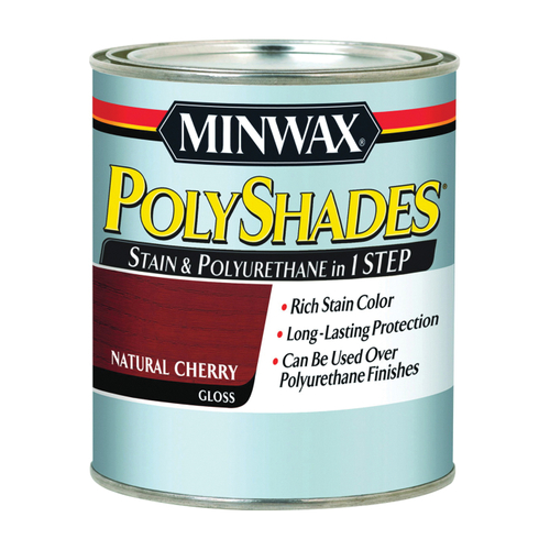 Minwax PolyShades 61490444 Wood Stain and Polyurethane, Gloss, Natural Cherry, Liquid, 1 qt, Can